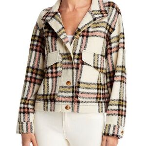Bagatelle: NEW Plaid button down front oversized cropped Jacket. Size M
